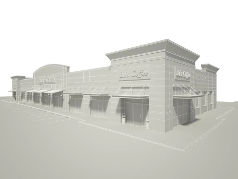 Retail Store Building 3D Model