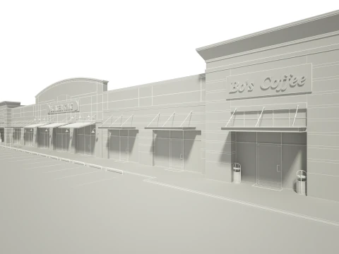 Retail Store Building 3D Model