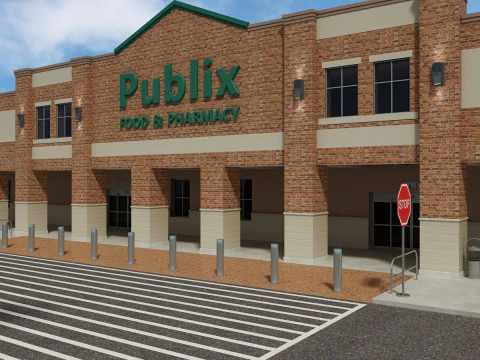 Retail Store Building 3D Model