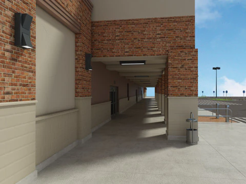 Retail Store Building 3D Model