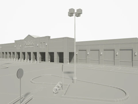 Retail Store Building 3D Model