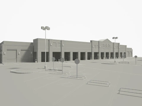 Retail Store Building 3D Model