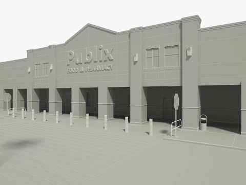 Retail Store Building 3D Model