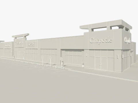 Retail Store Building 3D Model