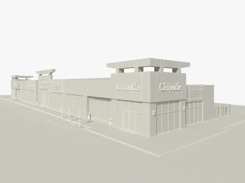 Retail Store Building 3D Model