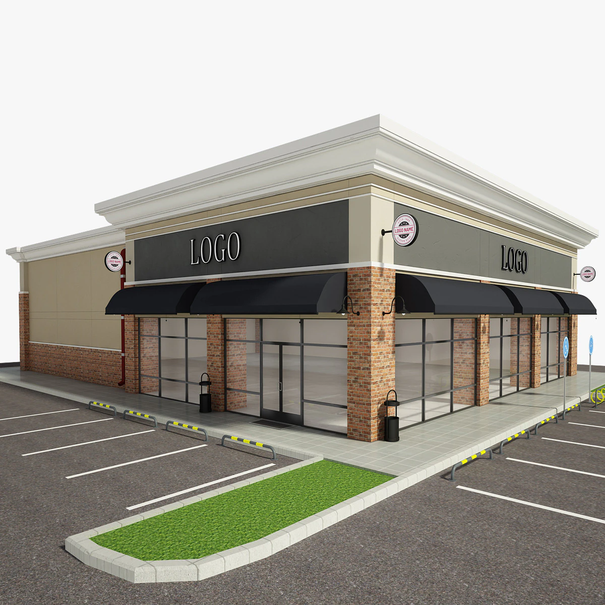 Retail Store Building 3D Model .c4d .max .obj .3ds .fbx .stl .blend 