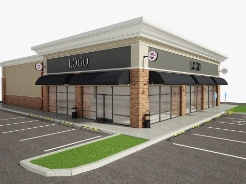 Retail Store Building 3D Model