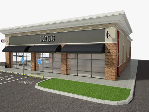 Retail Store Building 3D Model