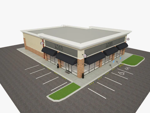 Retail Store Building 3D Model