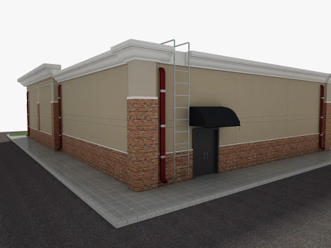 Retail Store Building 3D Model