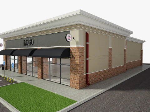 Retail Store Building 3D Model