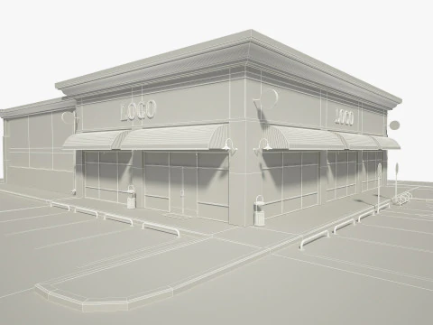 Retail Store Building 3D Model