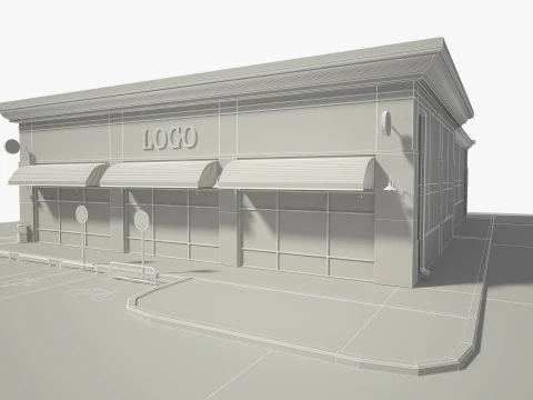 Retail Store Building 3D Model