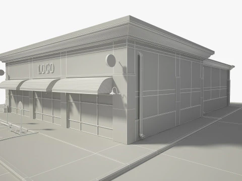 Retail Store Building 3D Model