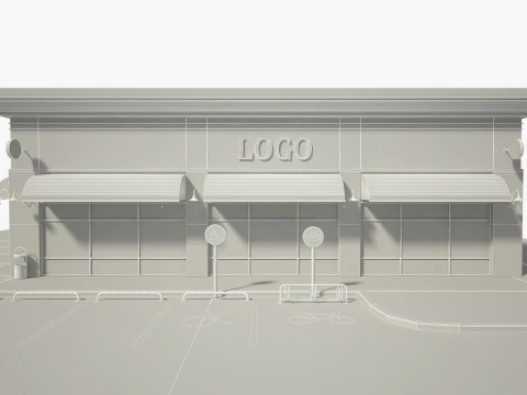 Retail Store Building 3D Model