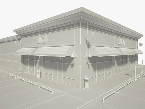 Retail Store Building 3D Model