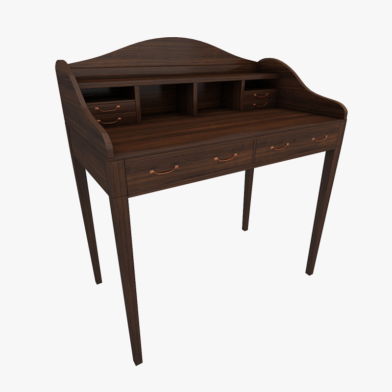 Writing Table 3D Model .c4d .max .obj .3ds .fbx .stl .blend 