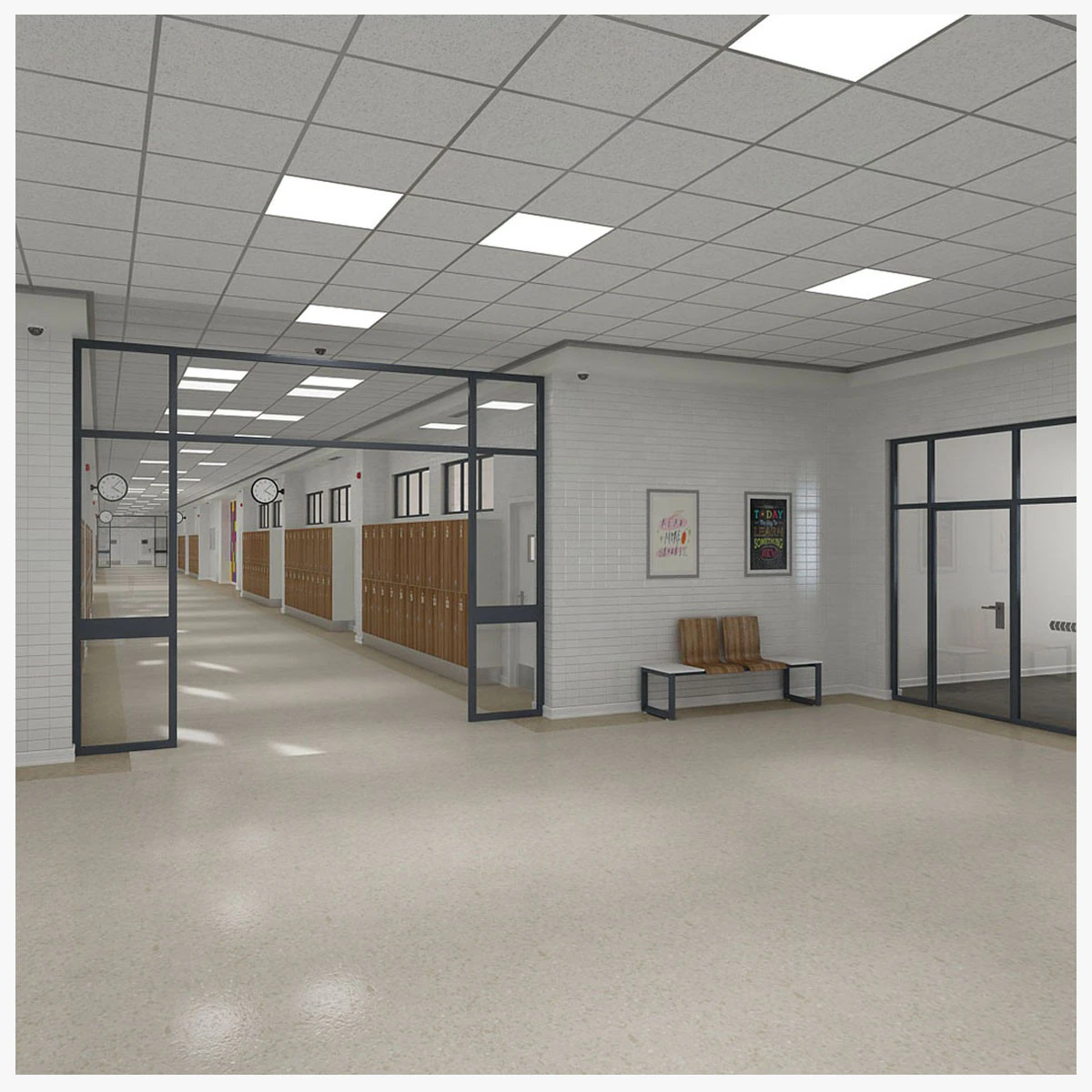 Corredor Escolar Modelo 3D .c4d .max .obj .3ds .fbx .stl .blend 