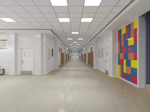 Corredor Escolar Modelo 3D