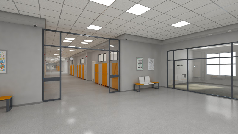 Школьный коридор 3D Модель .c4d .max .obj .3ds .fbx .stl .blend 