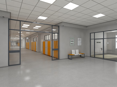 Школьный коридор 3D Модель
