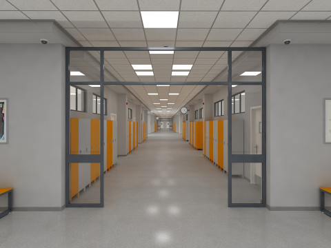 Школьный коридор 3D Модель