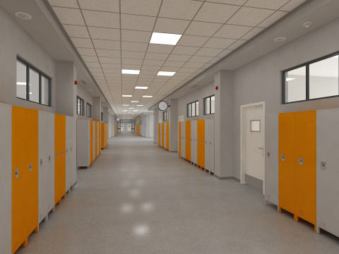 Школьный коридор 3D Модель