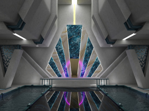 科幻室内王座室 3D 模型