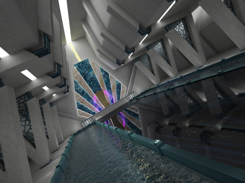 科幻室内王座室 3D 模型