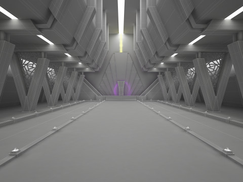 科幻室内王座室 3D 模型