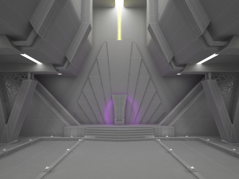 科幻室内王座室 3D 模型