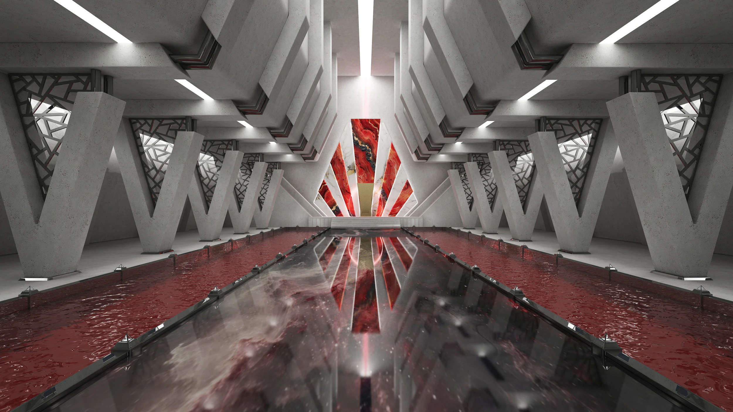 Sci-fi Interior Throne Room 3D Model .c4d .max .obj .3ds .fbx .stl .blend 
