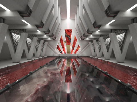 Bilim Kurgu İ&ccedil; Taht Odası 3D Model