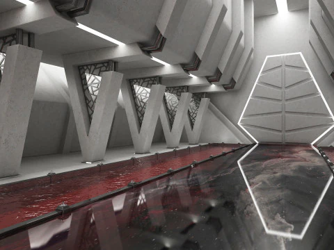 Sci-fi Interior Throne Room 3D Model