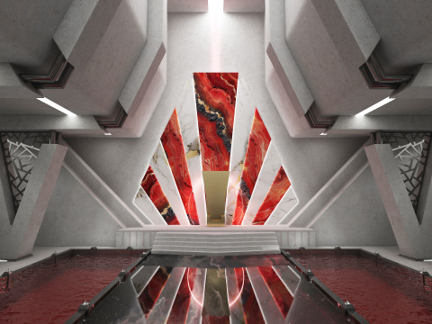 Bilim Kurgu İ&ccedil; Taht Odası 3D Model