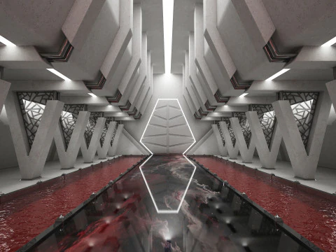 Sci-fi Interior Throne Room 3D Model