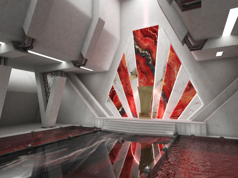 Bilim Kurgu İ&ccedil; Taht Odası 3D Model