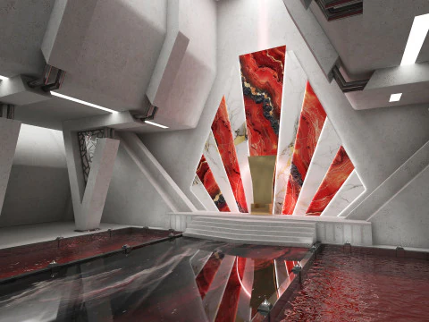 Sci-fi Interior Throne Room 3D Model