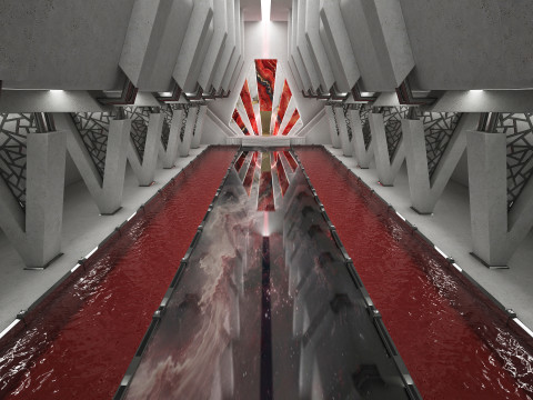 Bilim Kurgu İ&ccedil; Taht Odası 3D Model