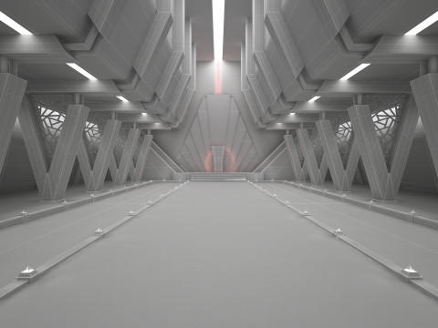 Bilim Kurgu İ&ccedil; Taht Odası 3D Model