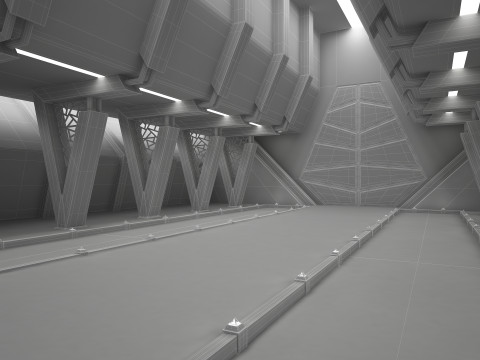 Bilim Kurgu İ&ccedil; Taht Odası 3D Model