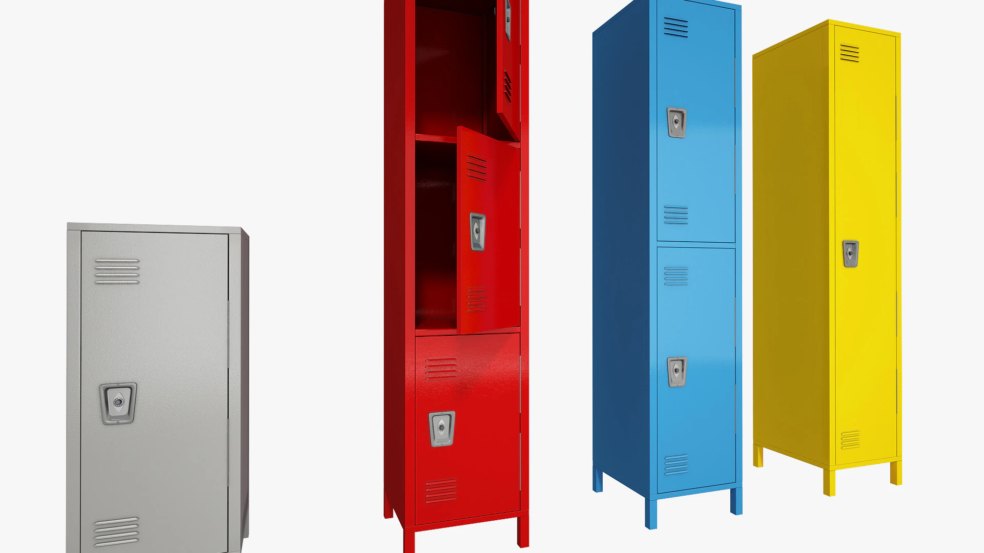 Steel Locker Family 3D Model .c4d .max .obj .3ds .fbx .stl .blend 