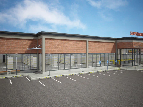 Supermarket Building Full 3D Model