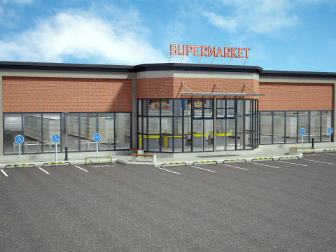Supermarket Building Full 3D Model