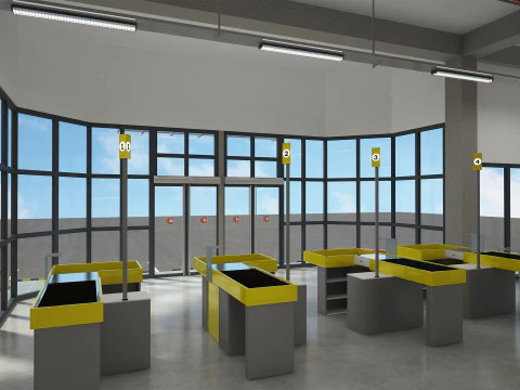 Supermarket Building Full 3D Model