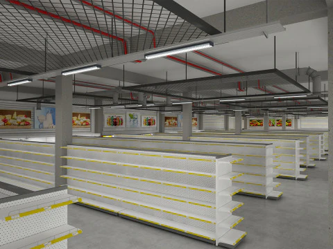 Supermarket Building Full 3D Model