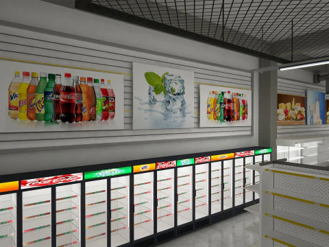 Supermarket Building Full 3D Model
