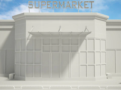 Supermarket Building Full 3D Model