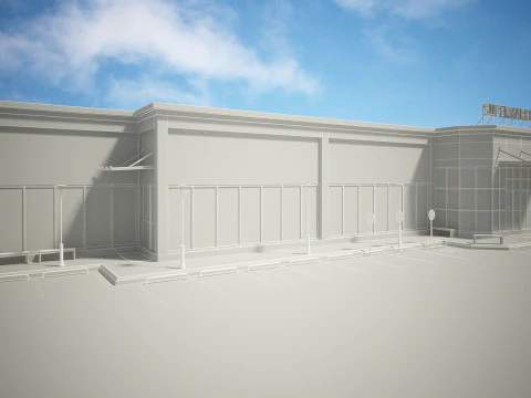 Supermarket Building Full 3D Model