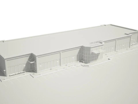 Supermarket Building Full 3D Model